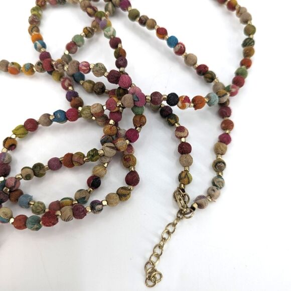 Boho Beaded Textured Long Beachy Necklace - Picture 3 of 4